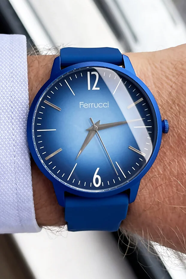 Ferrucci Unisex Kol Saati 3 Atm Su Geçirmez Lacivert Renk Silikon Kordon Alüminyum Kasa